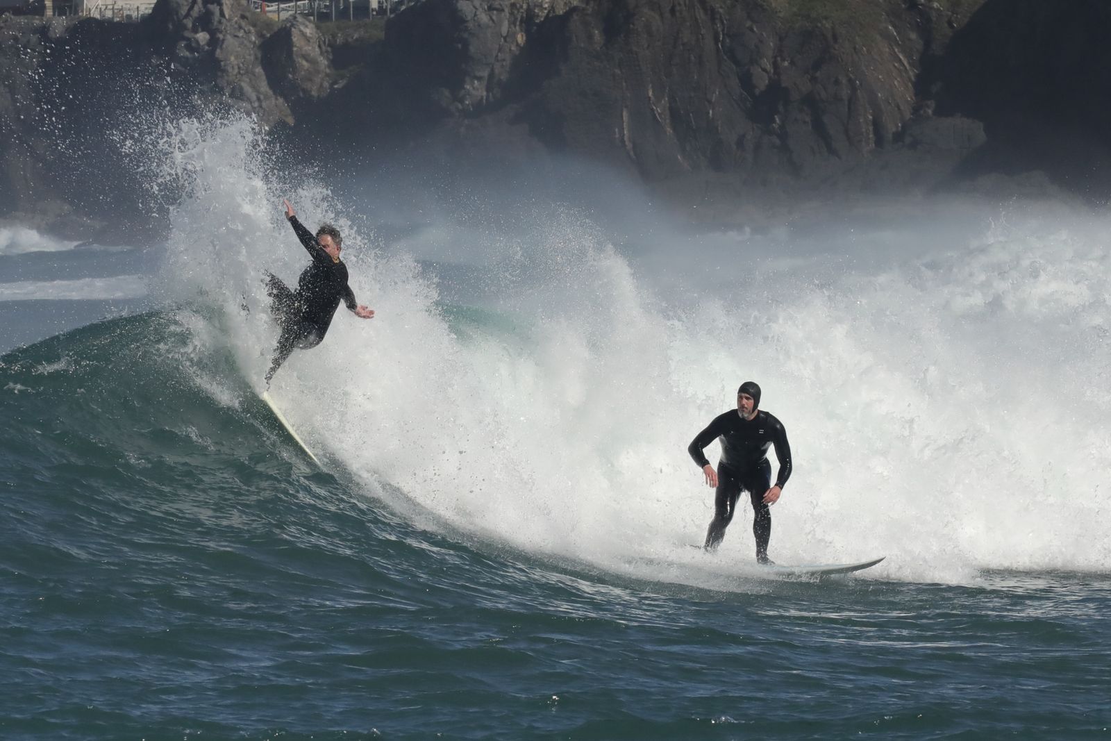 Surfer riding a powerful ocean wave